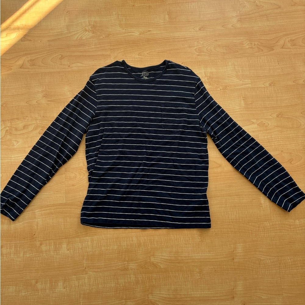 J. Crew Dark Blue and White Striped Top